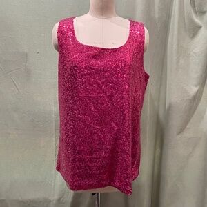 Pink Sequins ANNE KLEIN Women's Sleeveless Top, Size XL